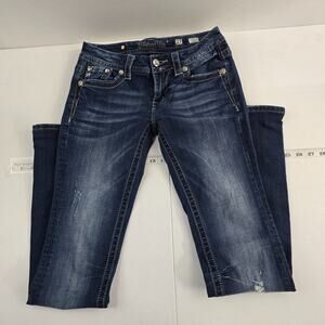 Miss Me signature boot cut jeans size 27 blue denim embroidered 6784